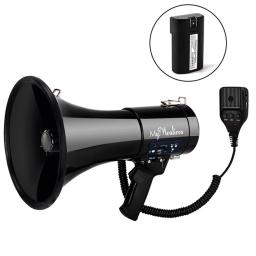 Megafone portátil com controle de volume e correia, 50 W Power Megafone Speaker, Bullhorn voz e sirene modos de alarme, novo - Image 1