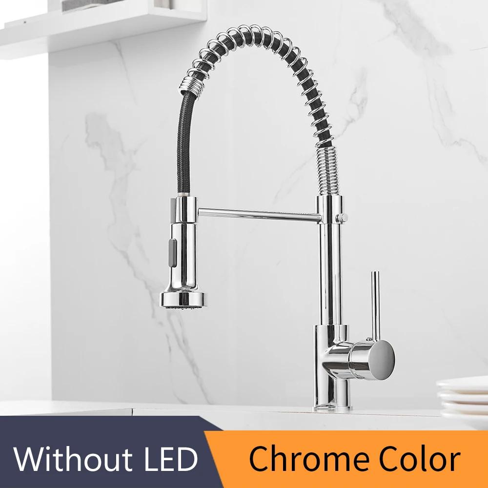 Single Lever Pull Down Spring Spout Mixer Tap, Torneiras de latão para pia de cozinha, guindaste de água quente e fria, 9009 - Image 1