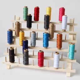 QJH Suporte de linha de madeira com 48 lâminas, rack de linha de costura e bordado e organizador para costura com ganchos pendurados - Image 5