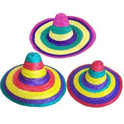 Chapéus de palha com aba larga para homem e mulher, materiais de festa estilo mexicano, para crianças e adultos, presente ao ar livre cores aleatórias, canudos decorativos redondos e coloridos - Image 3