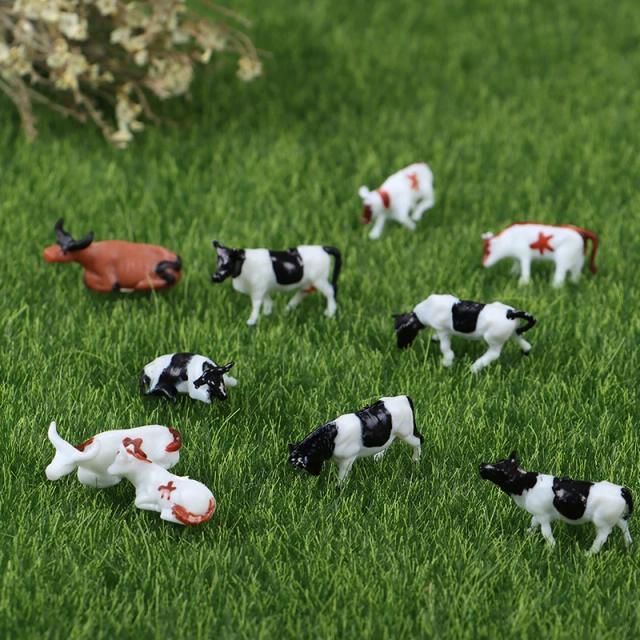 Atacado de 10 Peças de Modelo de Vaca Colorida em Escala 1:87 para Layout de Trem - Brinquedos Educativos para Crianças