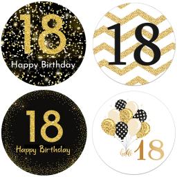 Selo adesivo adesivo para decoração de festa, feliz aniversário, rótulos de selo bar, dourado, crianças, adulto, 18 - Image 2
