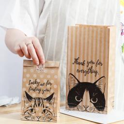 Saco De Presente De Papel Kraft, Gato Doces e Cookies, Embalagem De Casamento, Favores De Festa De Aniversário, Kitten Pequena Embalagem De Artesanato, Goodie, 10Pcs - Image 4