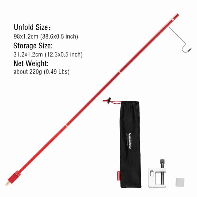 Poste de Luz Dobrável Naturehike: Lâmpada de Alumínio Ultraligeira com Suporte Multifuncional para Lanterna
