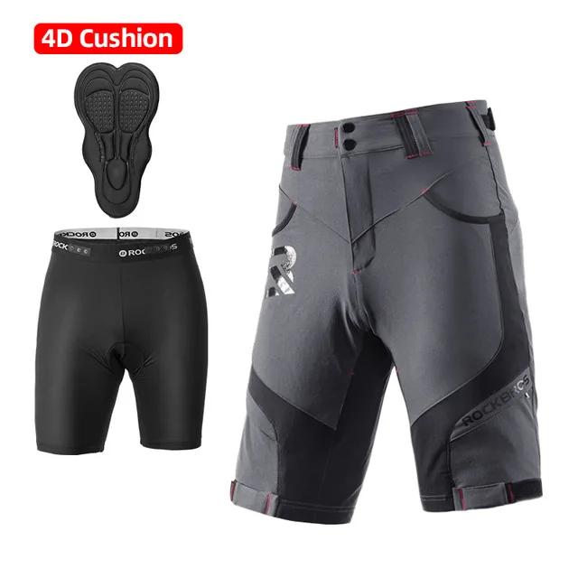 Rockbros 4d calções de ciclismo 2 em 1 com separável roupa interior shorts bicicleta escalada runninging bicicleta calças ciclismo trous - Image 1