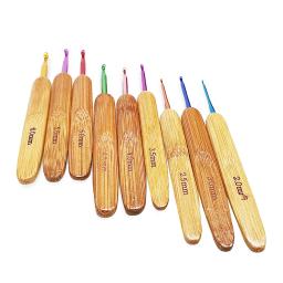 Conjunto De Agulhas De Tricô De Bambu, Ganchos Multicolor, DIY Crochet Ganchos, Cabo De Fios, 2mm-6mm, 9Pcs Set - Image 4