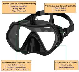 Máscara subaquática profissional titular da câmera, óculos de mergulho, câmera snorkel, gopro mount, equipamento de natação - Image 4