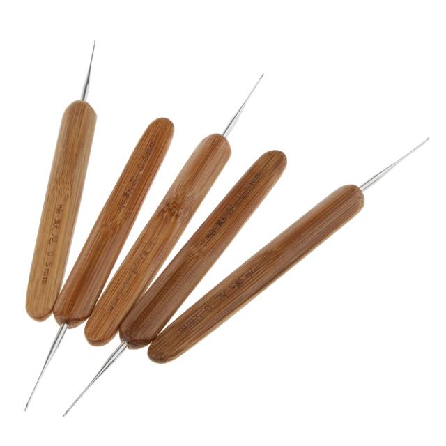 Agulhas de Crochê para Tecelagem de Cabelo de Bambu com Ganchos de 0.5mm e 0.75mm
