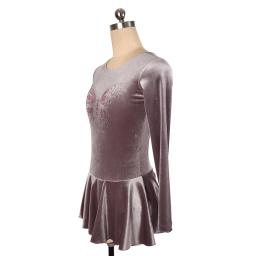 Patinação artística traje vestido de patinação no gelo saia para menina feminino crianças competição veludo borboleta strass 12 cores - Image 5