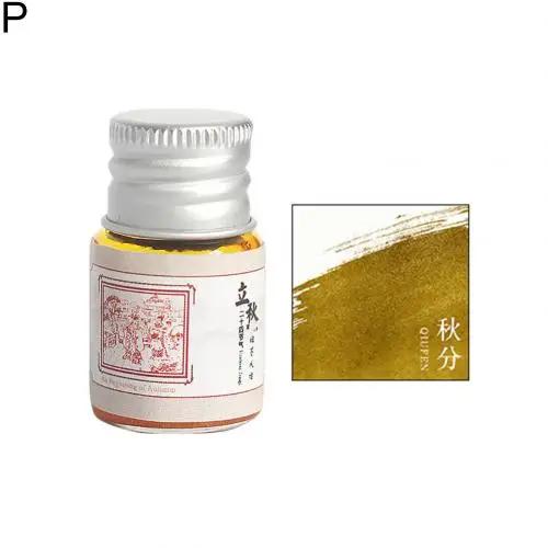 Caneta de Fonte em Pó 5ml com Tinta Artesanal em Ouro - 24 Cores para Caligrafia e Pintura Sem Carbono