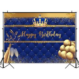Balões para decoração de festas de aniversário, balões na cor azul royal, com glitter dourados e coroa para recém-nascidos, champanhe, tema para fotos - Image 4