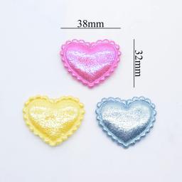40 pçs 38*32mm glitter coração apliques remendos acolchoados para roupas chapéu artesanato suprimentos de costura diy headwear grampos de cabelo arco decoração - Image 2