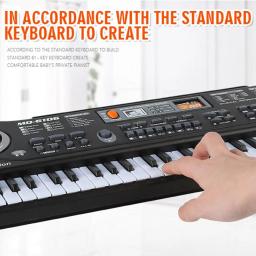 Teclado de piano eletrônico para crianças, órgão com microfone, adesivos, brinquedos educativos, instrumento musical, presente para iniciantes, 61 teclas - Image 5