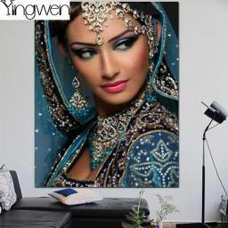 Belezas indianas 5D Kits de Pintura Diamante, Mulheres Asiáticas, Ponto Cruz, Retrato, Mosaico, Contas Bordadas, Decoração para casa - Image 4