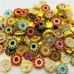 30 pçs 50 pçs 13mm girassol flatback cabochão contas de cristal base ouro moldura resina strass para diy headwear vestuário acessório - Image 2