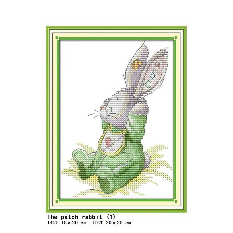 Série Coelho Ponto Cruz Kits Bordados, DIY, Desenhos Animados, Padrão Animal Bonito, Contando Conjunto, Bordado, Artesanato Em Tecido, 14CT, 11CT - Image 1