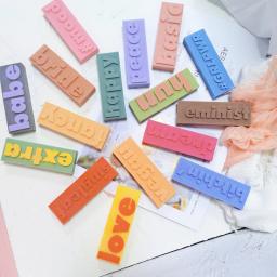 Molde De Vela De Silicone Com Palavras Diferentes, Arte DIY, Pilar De Bloco De Slogan, Letra Retangular, Velas Do Alfabeto, Casamento - Image 5