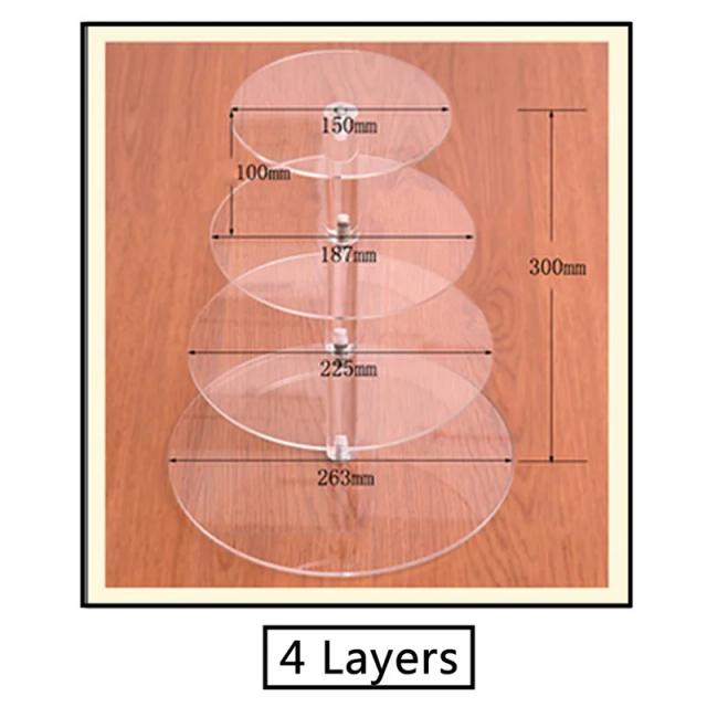 Suporte Acrílico Transparente para Cupcakes e Bolos de 3 a 6 Camadas para Casamentos e Festas