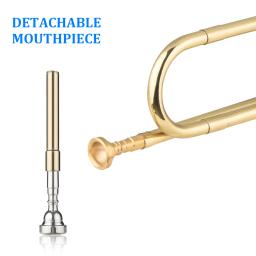 Ammoon-Brass C Bugle Call trompete banhado a ouro, trompa de cavalaria com bocal, instrumento musical para banda escolar, orquestra - Image 4
