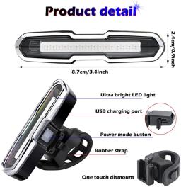Luz traseira de bicicleta recarregável, 3 cores, lâmpada traseira de ciclismo, à prova d'água, mtb, luzes traseiras de aviso para corrida, equitação, ciclismo - Image 3