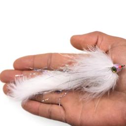 Vampfly isca de coelho alto 2/0, 3 peças de iscas de coelhinho para pesca em água salgada, isca de pesca líquida preta, branca e amarela - Image 5