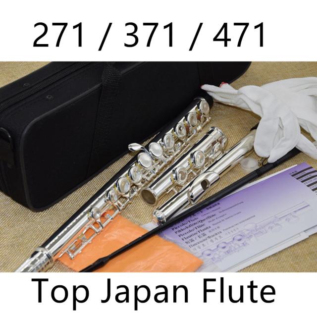 Flauta Profissional de Cupronickel C - Banhada a Prata com Estojo e Acessórios, Modelo Top Japão FL-471, 16 Buracos