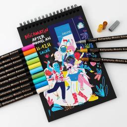 Conjunto de canetas de desenho com pontas duplas, 12/24 cores, metálicas, pérola, arte, marcadores metálicos, conjunto de canetas para desenho - Image 2