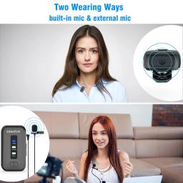 Sistema de microfone sem fio com clipe, 2.4ghz, com lapela e receptor para câmera dslr, smartphone, gravação de youtube, vlogging - Image 5