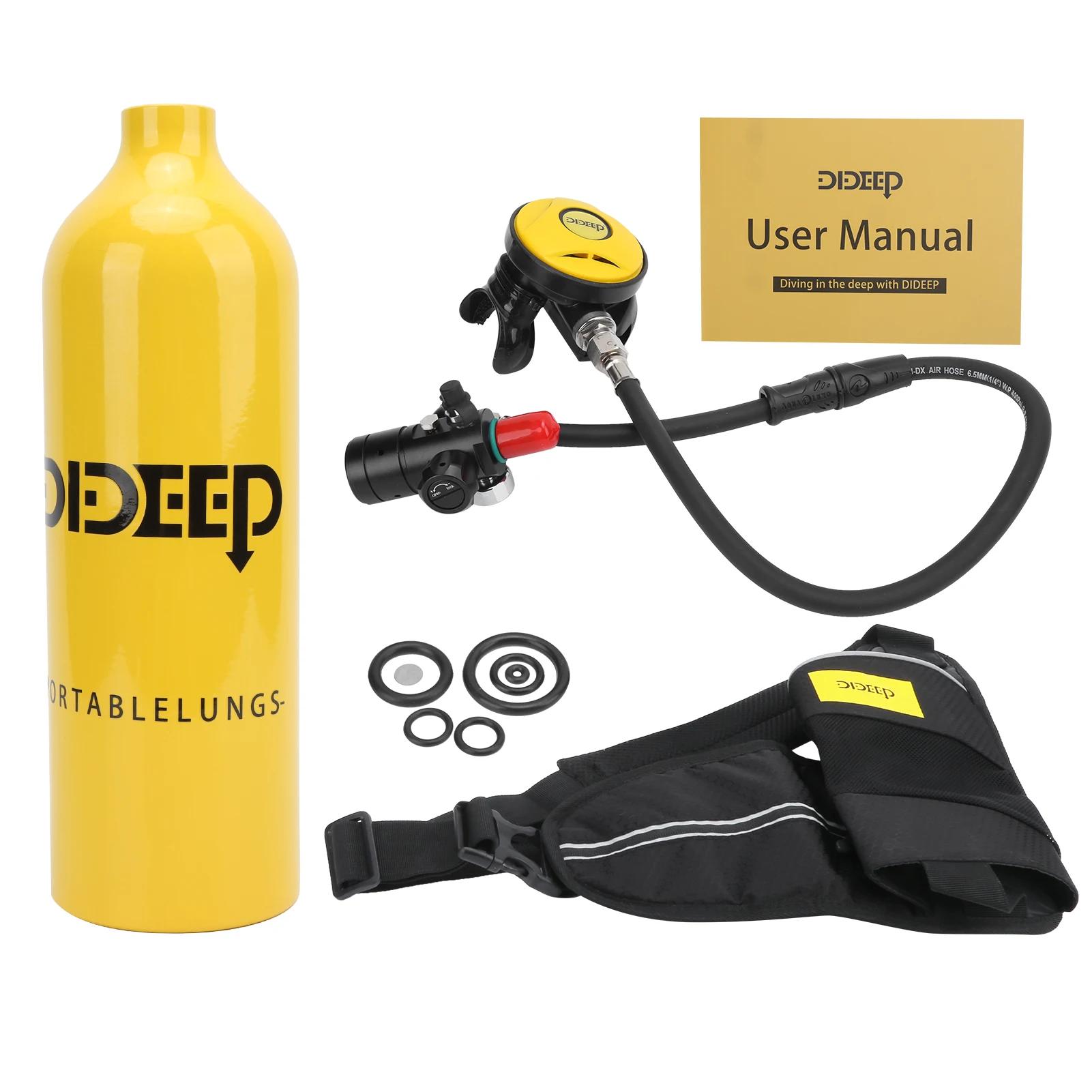 Dideep-tanque de oxigênio para mergulho, 1 litro, portátil, dispositivo de respiração subaquático, com respirador - Image 1