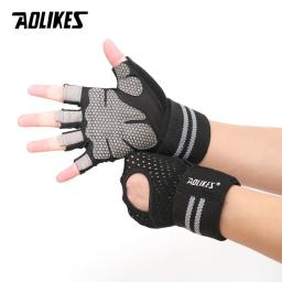 Luva de academia aolikes, luvas de silicone antiderrapante para academia, levantamento de peso, com envoltório para o pulso, para treino de crossfit, para homens e mulheres - Image 5