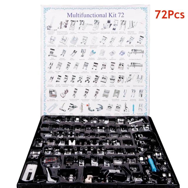 Conjunto Completo de Acessórios para Máquinas de Costura - 16 a 72 Peças, Incluindo Calcador e Caixa Organizadora para Irmãos e Cantores, Ideal para DIY
