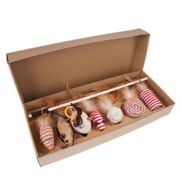 Animais de estimação gatos brinquedos gato vara conjunto de 7 peças animais de estimação gatos jogo interativo brinquedo simulação mouse molar pena suprimentos para animais de estimação presente para o gato - Image 1