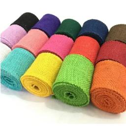 Barato 2m de largura 6cm colorido fita de juta juta natural fita de juta rolo de tecido fita de hessian guarnições rústico diy casamento par aa8043 - Image 2