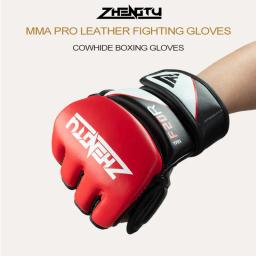 Luvas de boxe de couro Sparring masculinas, artes marciais, saco de pancadas, muay thai, treino de combate - Image 6