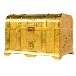 Caixa retrô de tesouro com fechadura, brinquedos para festa, lembranças, adereços, decoração, caixa de joias pirata, organizador de armazenamento, 1 peça - Image 3