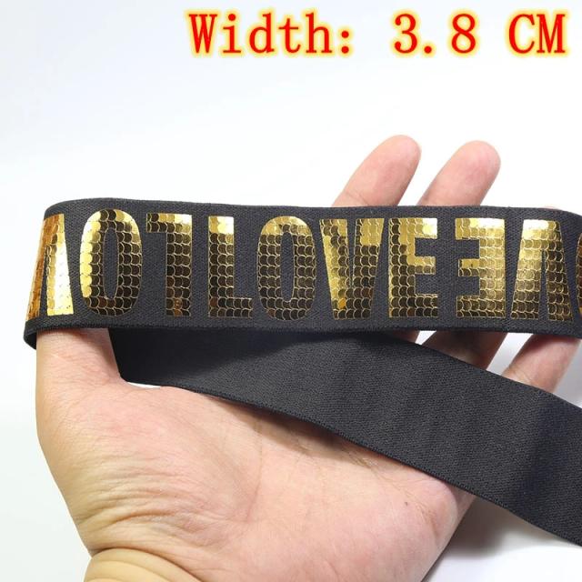 Fita de Borracha com Lantejoulas a Laser para Roupas e Acessórios de Costura DIY - 15-50mm