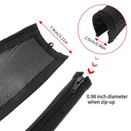 Manga de cabo flexível com zíper, organizador de gerenciamento de cabos com trança, proteção de fio isolado, preto, branco e cinza, 1m, 25mm, dropshipping - Image 2