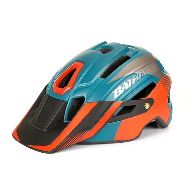 Capacete BATFOX para Bicicleta - Modelo Integrado Unissex com Luz, Ideal para MTB e Ciclismo, Laranja 2022