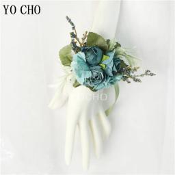 YO CHO-Corsage de pulso para casamento, madrinha, seda rosa flor, festa, baile, menina - Image 4