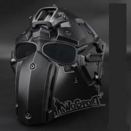 Máscara de Paintball Rosto Completo com Capacete Protetor Ajustável, Máscara de Airsoft Tático, Exército Militar, Jogo CS, Novo - Image 2
