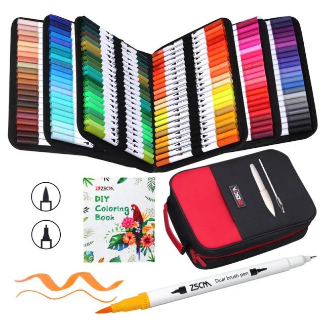 Canetas de Pincel Artísticas com 12 a 160 Cores para Desenho, Caligrafia e Artesanato: Ideais para Crianças e Presentes Criativos