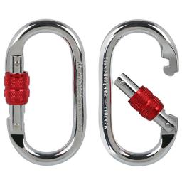 25kn escalada mosquetão parafuso travamento porta mosquetão resistente o-forma aço rede fivela escalada caminhadas acessórios - Image 1