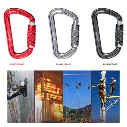 Carabiner Clip para escalada ao ar livre, bloqueio automático, forma d resistente, gancho acessórios para escalada de árvores, 30KN - Image 2