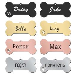 Etiqueta de identificação personalizada gravada nome do animal de estimação para cão gato cachorro chaveiro charme pingente osso colar acessórios - Image 5