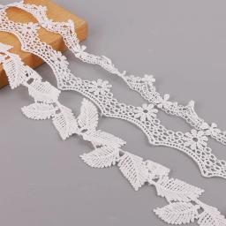 Fita bordada artesanal de poliéster, material para retalhos, renda branca, fita para tecido, faça você mesmo, artesanato, acessórios de costura, vestuário, 1 jarda - Image 1