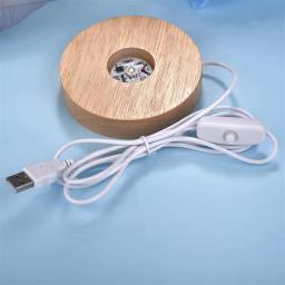 LED Night Lights Display Base, madeira iluminado suporte para resina epóxi artesanato, carregamento USB, decoração para casa - Image 4