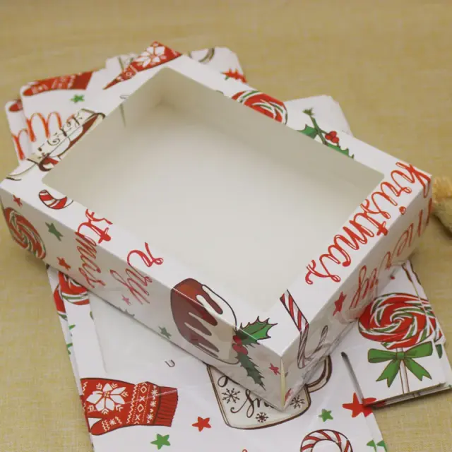 Caixa de Papel Kraft com Janela para Presentes de Natal - Tamanho Grande 22x16x6cm, 10 Unidades, Ideal para Doces e Lembrancinhas