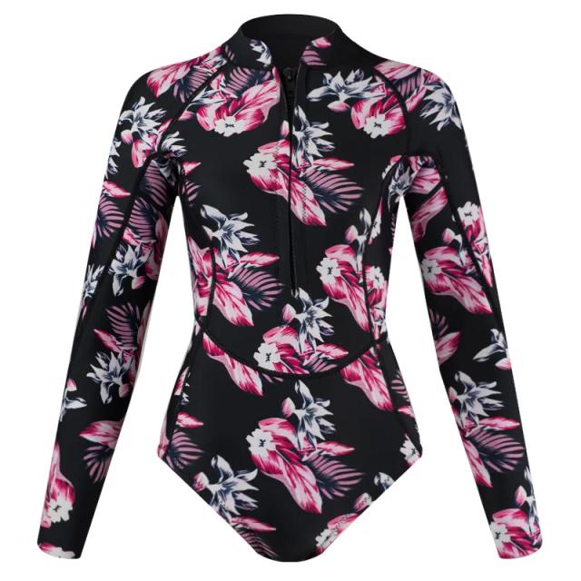 Roupa de Mergulho de Neoprene 2mm com Manga Longa e Estampa Frontal com Zíper