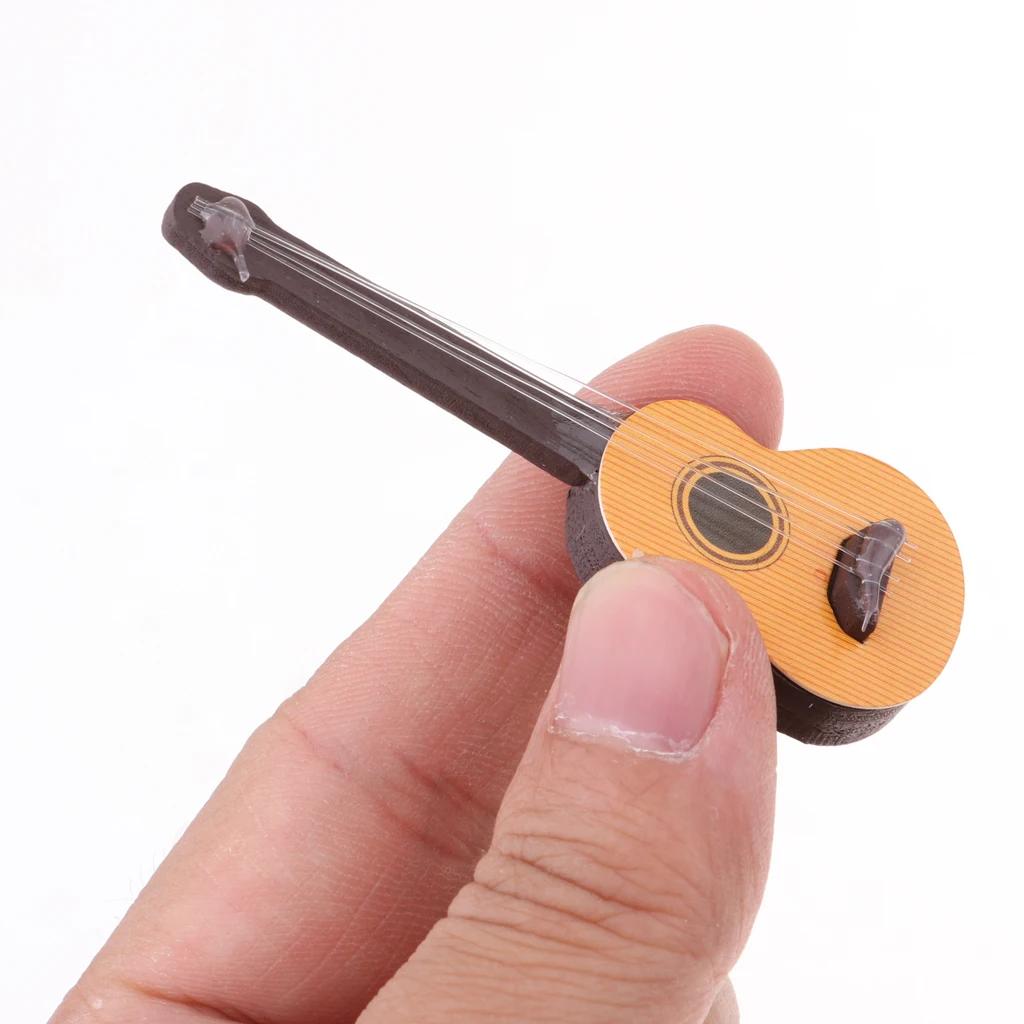 Miniatura de madeira baixo elétrico 20cm, instrumento musical, modelo para 1/6, acessórios de casa de bonecas, figuras de ação - Image 1