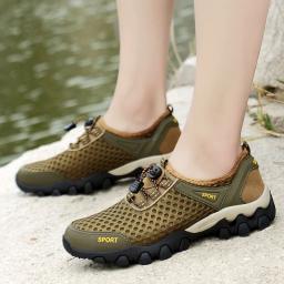 Tênis de caminhada de malha respirável masculino, tênis de trekking, esporte ao ar livre, antiderrapante, caqui, secagem rápida, venda quente, verão - Image 5